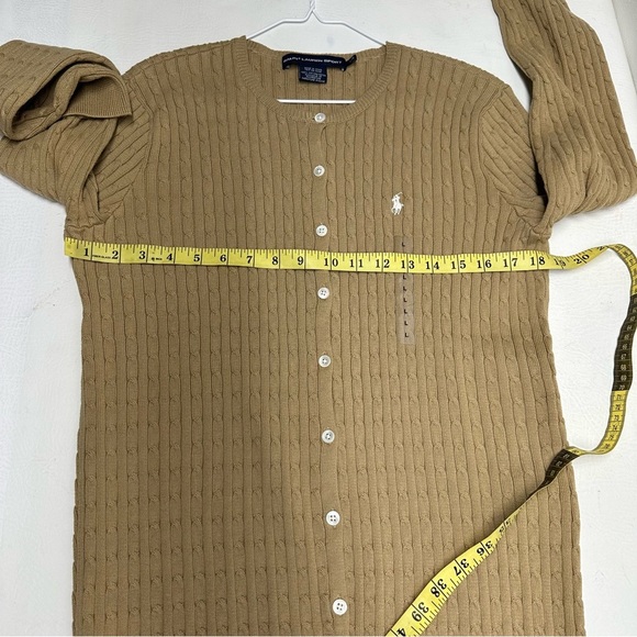 Ralph Lauren sport Tan Cable Knit Cardigan Sweater size L NWOT - Picture 4 of 9
